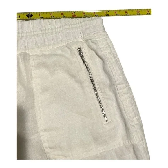 Athleta White Linen Blend Jogger Pants Drawstring Waist Pockets Casual 16 - Picture 14 of 14
